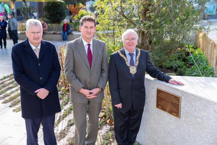 Frank Curran, Chief Executive, Dún Laoghaire-Rathdown County Council; Eamon Ryan T.D. Minister for the Environment, Climate, Communications &amp; Transport; Councillor Denis O’Callaghan, Cathaoirleach of Dún Laoghaire-Rathdown County Council.