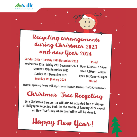 Recycling Centre Information Christmas 2023 and New Year 2024