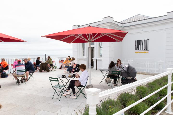 Cafe at Dun Laoghaire Baths overlooking Dublin Bay, Dun Laoghaire Co Dublin