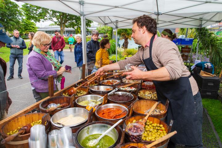 Local produce at the sunday Dun Laoghaire CoCo Markets - Peoples Park & LexIcon Library - Food, craft, coffee, veg, confectionary , books, gifts etc.