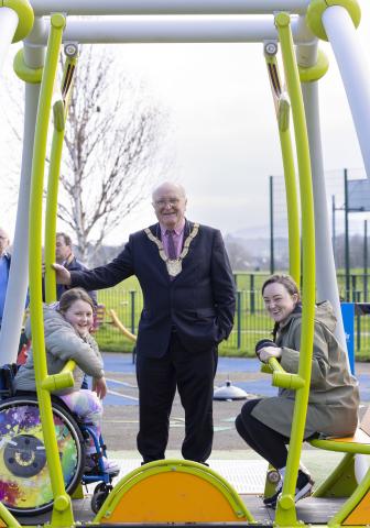Wheelchair user We-Go-Swing installed in Kilbogget Park