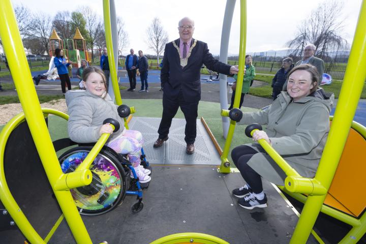 Wheelchair user We-Go-Swing installed in Kilbogget Park