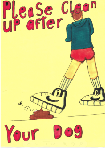 Dog fouling awareness poster from St. Anne's N.S with the slogan: Please clean up after your dog