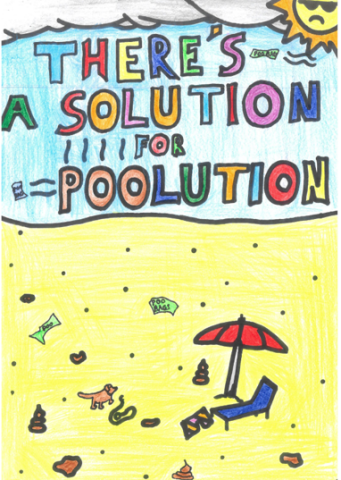 Dog fouling awareness poster from St. Brigid's BNS with the slogan: Theres a solution for Poolution
