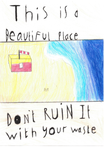 Dog fouling awareness poster from St. Brigid's BNS with the slogan: This is a beautiful place don't ruin it with your waste