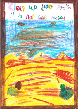 Dog fouling awareness poster from Oliver Plunkett Special School with the slogan: Clean up your poo its not safe for you