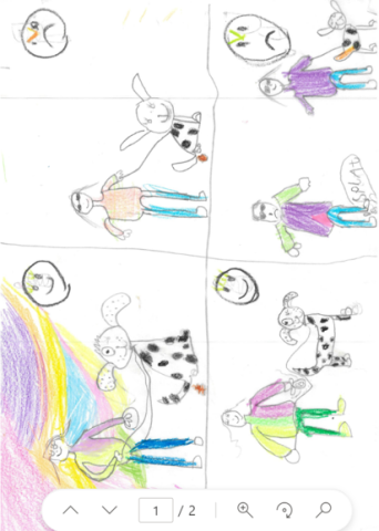 Dog Fouling poster featuring comic panels with smiley faces on the panels where the poo is picked up by the dog owner and sad faces on panels where it is not