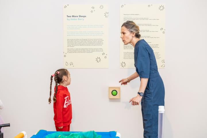 Artist Helen Barry  and one of her co-creators