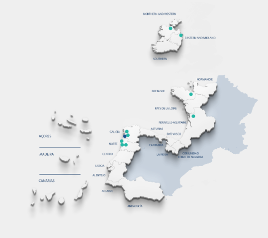 POST Intereg Atlantic Project 2023 2026 - Partners Map