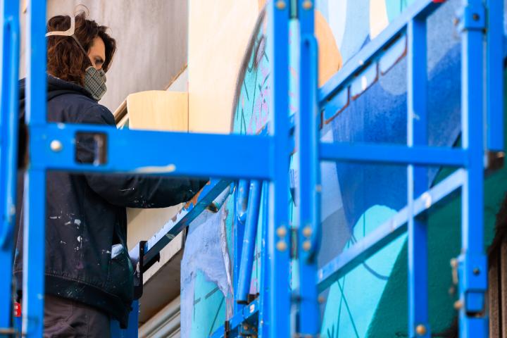 Decoy painting mural on George's Street Dún Laoghaire