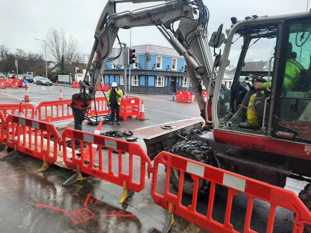 Construction work going on Bakers Road