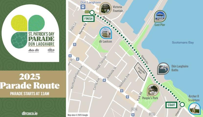 St Patrick's Day Parade Dún Laoghaire Route