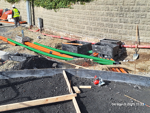 Traffic Signal controller base, utility chamber and utility ducting being laid on the NW quadrant