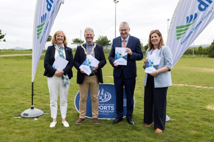 Una May CEO Sport Ireland, Cllr Jim O’Leary, Cathaoirleach, DLR,  Frank Curran, CE – DLR, Suzanne Bailey UCD Sport, Chair of dlr Sports Partnership