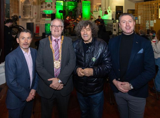 John O'Toole, Head of Economic Development, Dún Laoghaire-Rathdown County Council with Councillor Jim Gildea Cathaoirleach, Dún Laoghaire-Rathdown County Council, Stephen Rea, Martin Harte-Trad Fest Director.
