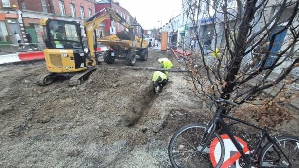 road construction work in blackrock