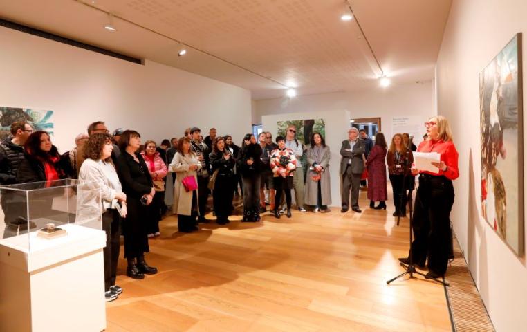 Margarita Cappock speaking at the launch of Follow Your Dream exhibition.