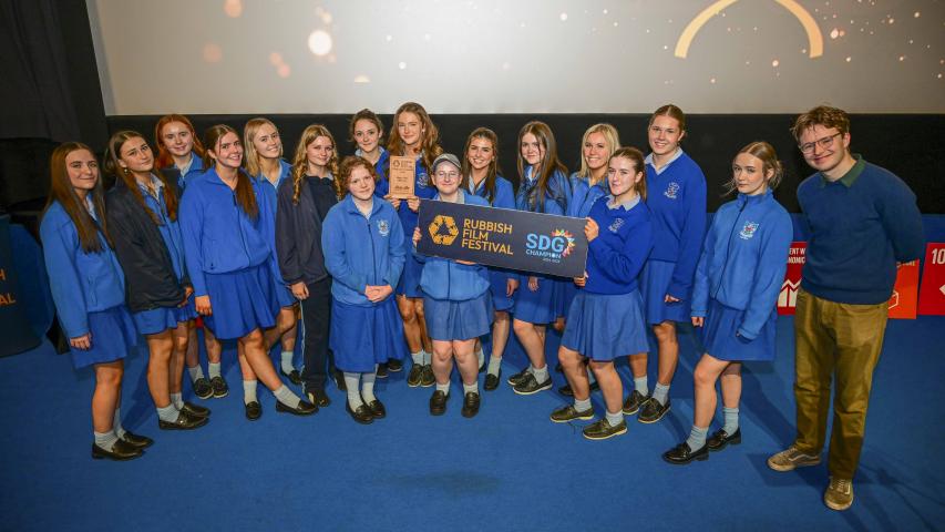 Students of St. Josephs of Cluny Secondary School and dlr EAO Fearghal McCollum