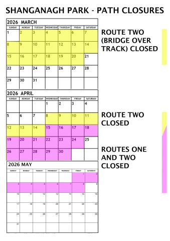 Shanganagh Park Phase 1 Closure Calender 1