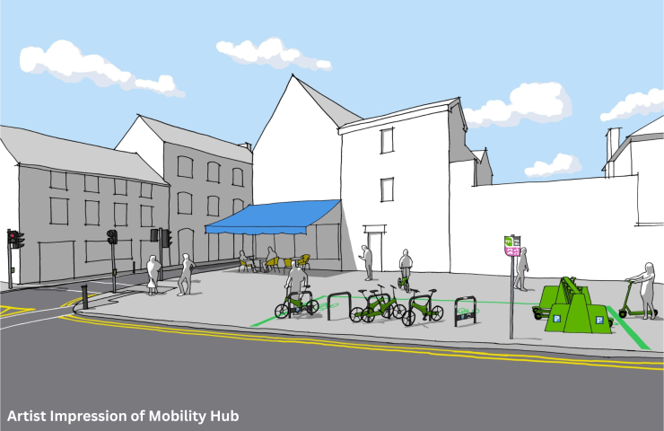 An artist impression of a mobility hub