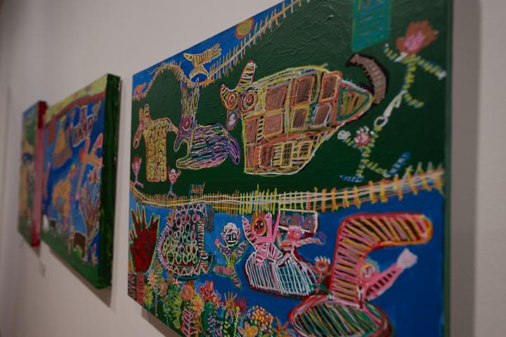 Artworks by artist Lorna Corrigan, part of the Lifework Exhibition at dlr LexIcon
