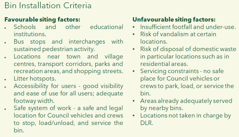 Smart Bin Installation Criteria