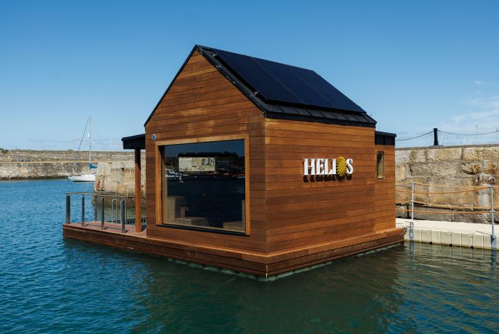 floating sauna on water