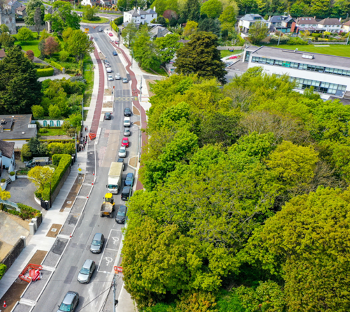 aerial view of road