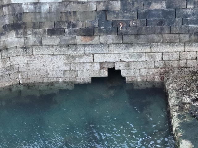 A picture of the area in which emergency repair work is taking place at the West Pier, Dun Laoghaire