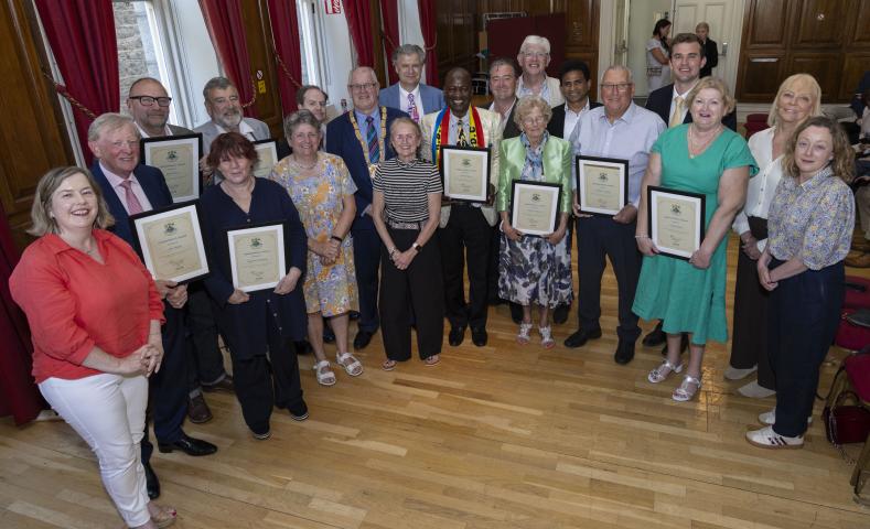 Award winners gathered with elected members and Cathaoirleach, Cllr Jim Gildea.