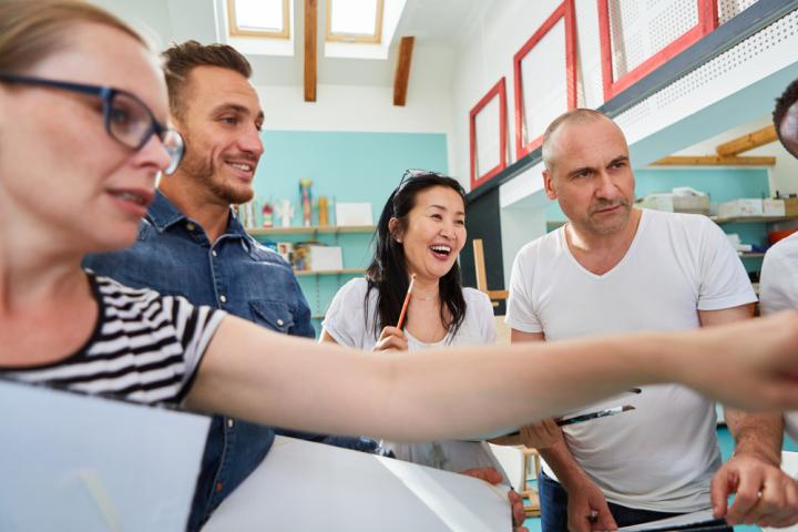 Group of adults working