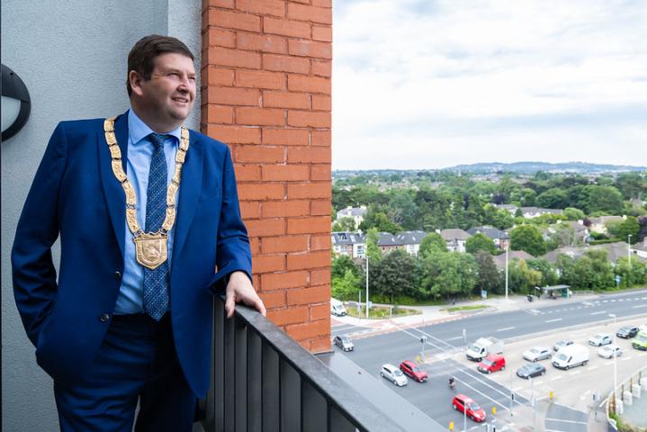 An Cathaoirleach Councillor Barry Saul at St. Laurence's Affordable Homes, Stillorgan