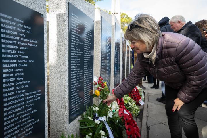 The memorial includes the names of all those known to have been lost in the tragedy.