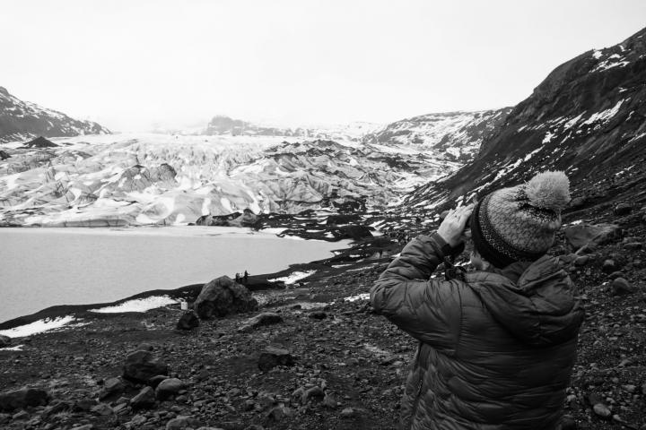 photo of Saoirse Higgins on solheimjokull glacier