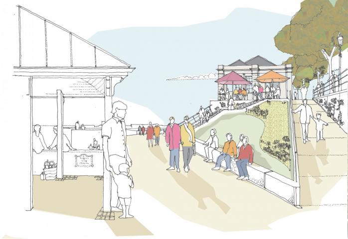 An artist’s impression of what the Dún Laoghaire Baths site will look like, viewed from the East Pier An artist’s impression of what the Dún Laoghaire Baths site will look like, viewed from the East Pier