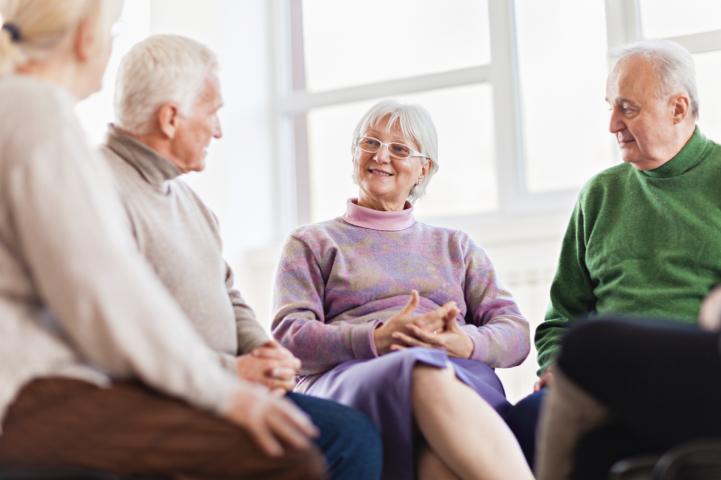 Dementia Friendly Gallery tours Stock image of older people talking