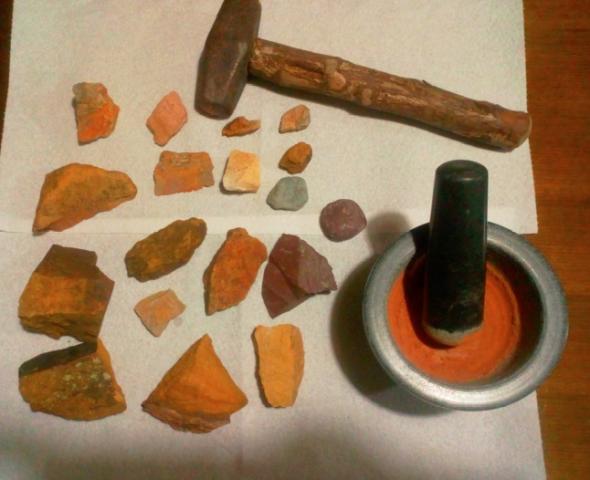 Photograph of pigments used by artist John Fay