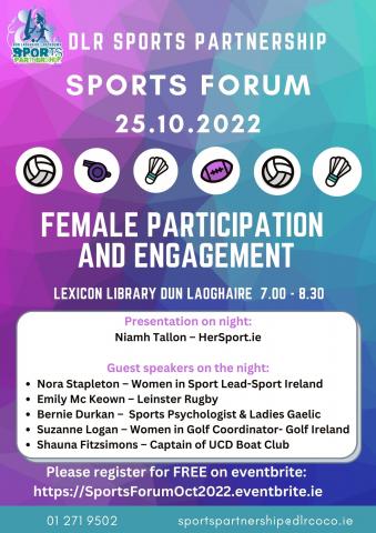 Free Sports Forum on ‘Female Participation &amp; Engagement in Sport’ for DLR Clubs