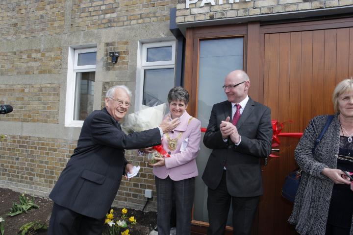 Cutting the ribbon
